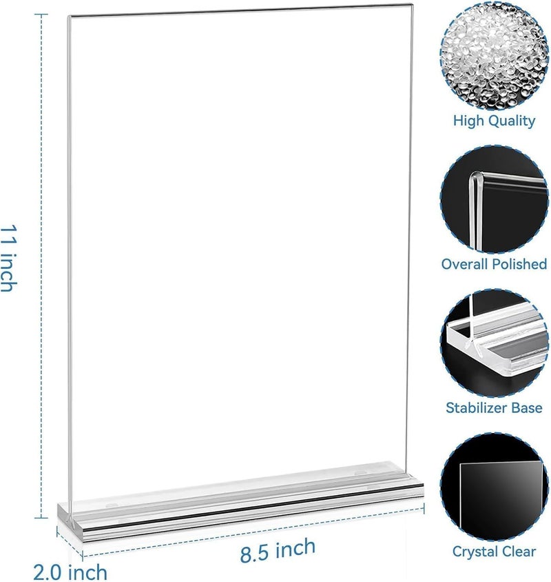 EHWINE Acrylic Sign Holder 8.5 x 11, 10 Pack Double-Sided Stand up Table Top Sign Holders, Clear Acrylic Picture Frame Menu Flyer Paper Holder Display Stand for Office Business Store Wedding Party - Image 4